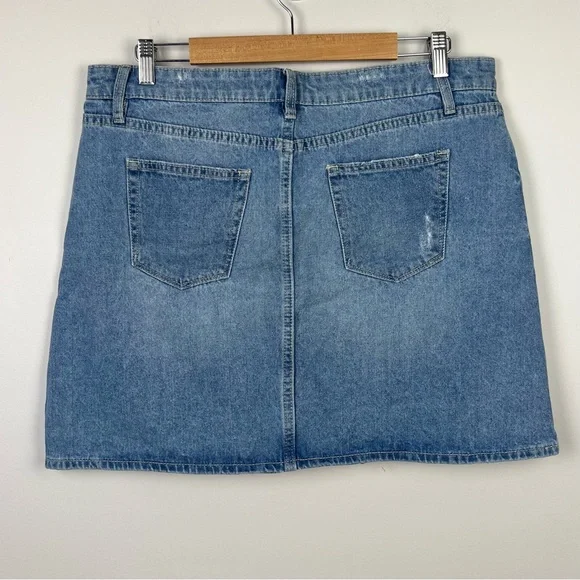 Jeanswest Women’s Mini Denim Skirt A-Line High Waist Distressed Blue Size 16 - Picture 6 of 12